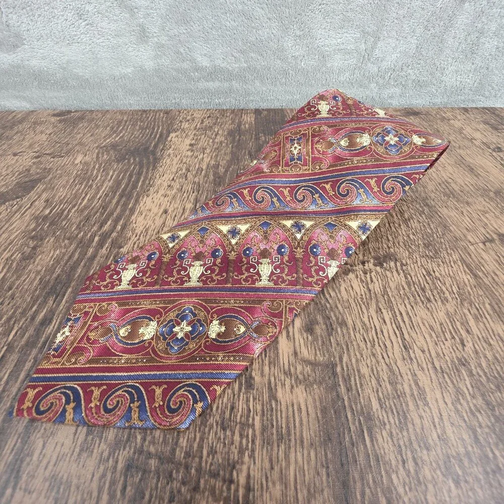 Graham Lockwood Tie Silk Red Colorful Gift Preppy Rococo Ornate Artsy Corpcore